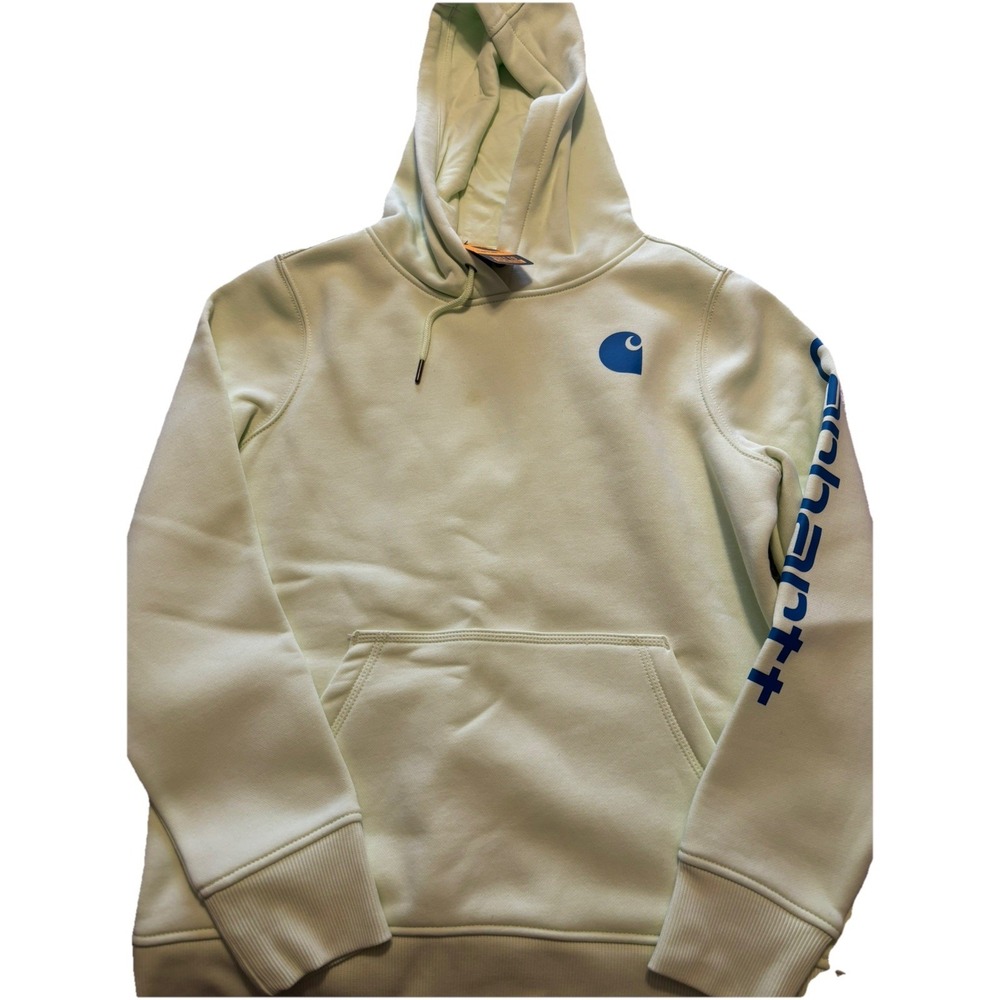 NEW Carhartt Relaxed Midweight Fit Hoodie Women M(8-10) Light Green blue Logo